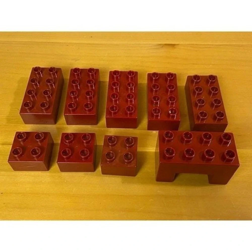 Dark Red Replacement LEGO Duplo Blocks 2x2 2x4 Bricks Bridge 2002 VTG 9pc Set